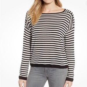 Eileen Fisher large black and white striped sweater